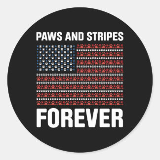 7ストライプ月4日のPaws And Patriotic Ame ラウンドシール