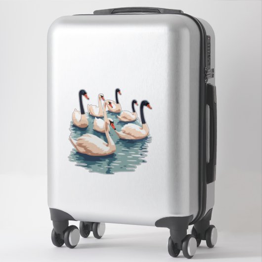 7スワンAスイミングカットアウトステンシルスタイル1 シール (スーツケース)