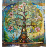 7チャクラの花の木 シャワーカーテン (正面)