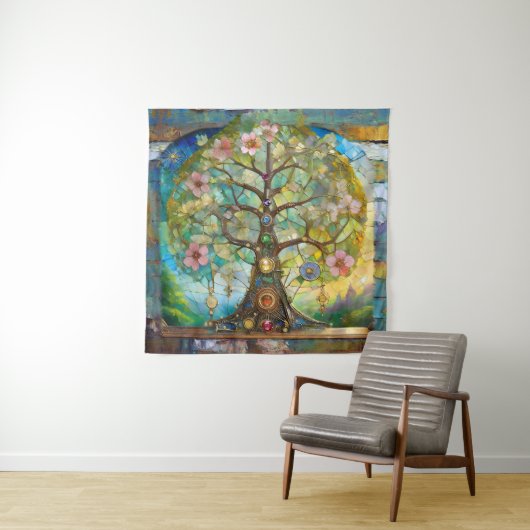 7チャクラの花の木 タペストリー (インサイチュ)