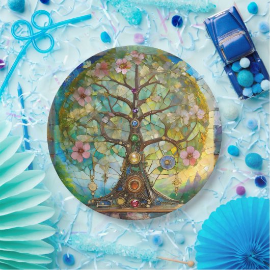 7チャクラの花の木 ペーパープレート (パーティー)