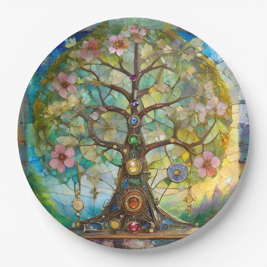 7チャクラの花の木 ペーパープレート (正面)