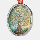 7チャクラの花の木 メタルオーナメント (左)