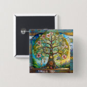 7チャクラの花の木 缶バッジ (正面&裏面)