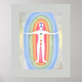 7チャクラ微妙なエネルギー体ヒーリング霊気グレー ポスター