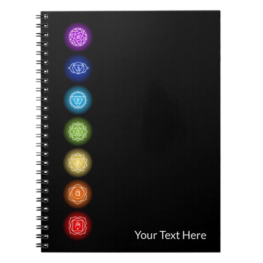 7チャクラ記号 | ブラック ノートブック (正面)