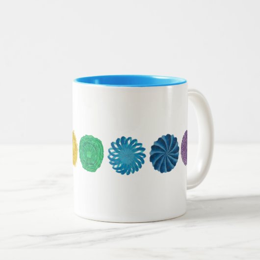 7チャクラ#1の清算のアートワーク ツートーンマグカップ (正面右)