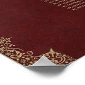 7テーブルヴィンテージバーガンディ金ゴールドスクリプトのシーティングチャート ポスター (角)