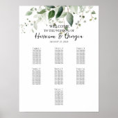 7テーブル緑のエレガントな結婚式のシーティングチャート ポスター (正面)