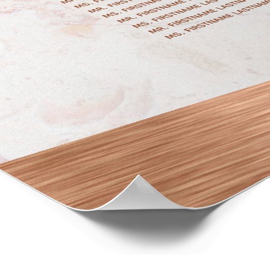 7テーブル銅製座席図結婚の大理石メタル ポスター (角)