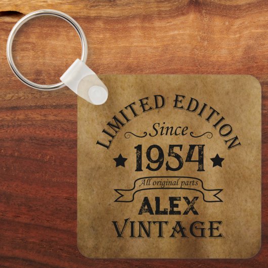 7パーソナライズされたヴィンテージ70歳の誕生日パーティー キーホルダー (正面)