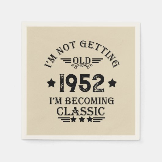 7パーソナライズされたヴィンテージ70歳の誕生日パーティー スタンダードカクテルナプキン (正面)