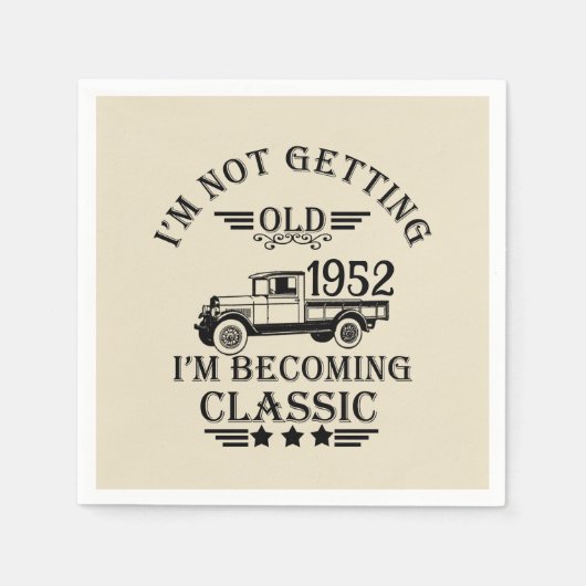 7パーソナライズされたヴィンテージ70歳の誕生日パーティー スタンダードカクテルナプキン (正面)