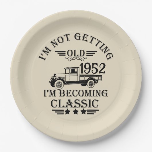 7パーソナライズされたヴィンテージ70歳の誕生日パーティー ペーパープレート (正面)