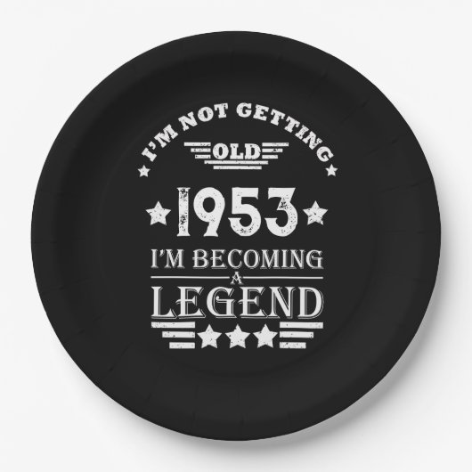 7パーソナライズされたヴィンテージ70歳の誕生日パーティー ペーパープレート (正面)