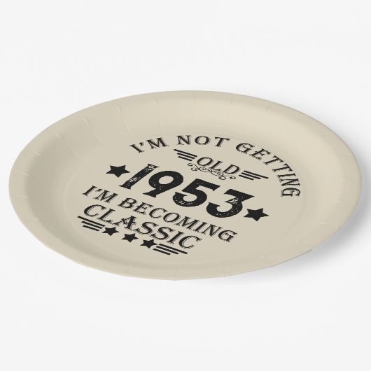 7パーソナライズされたヴィンテージ70歳の誕生日パーティー ペーパープレート (アングル)