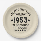 7パーソナライズされたヴィンテージ70歳の誕生日パーティー ペーパープレート (正面)