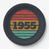 7パーソナライズされたヴィンテージ70歳の誕生日パーティー ペーパープレート (正面)