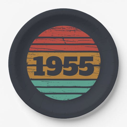 7パーソナライズされたヴィンテージ70歳の誕生日パーティー ペーパープレート (正面)