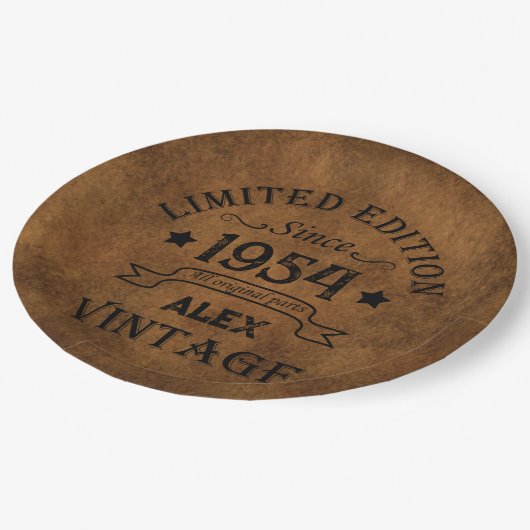 7パーソナライズされたヴィンテージ70歳の誕生日パーティー ペーパープレート (アングル)