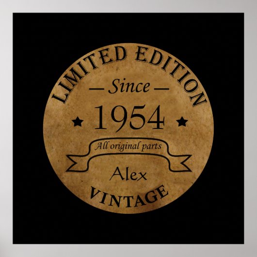 7パーソナライズされたヴィンテージ70歳の誕生日パーティー ポスター (正面)