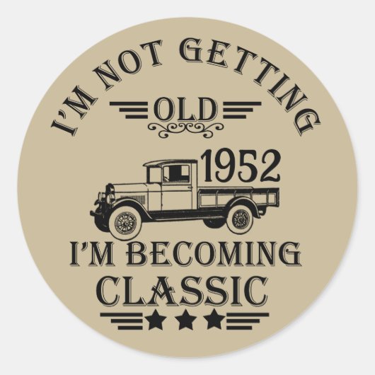 7パーソナライズされたヴィンテージ70歳の誕生日パーティー ラウンドシール (正面)