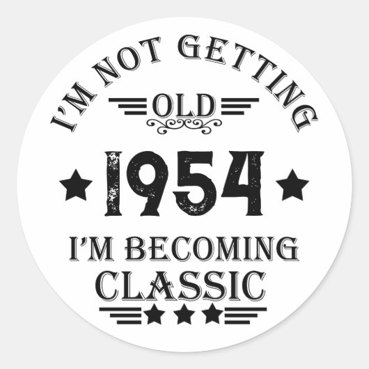 7パーソナライズされたヴィンテージ70歳の誕生日パーティー ラウンドシール (正面)