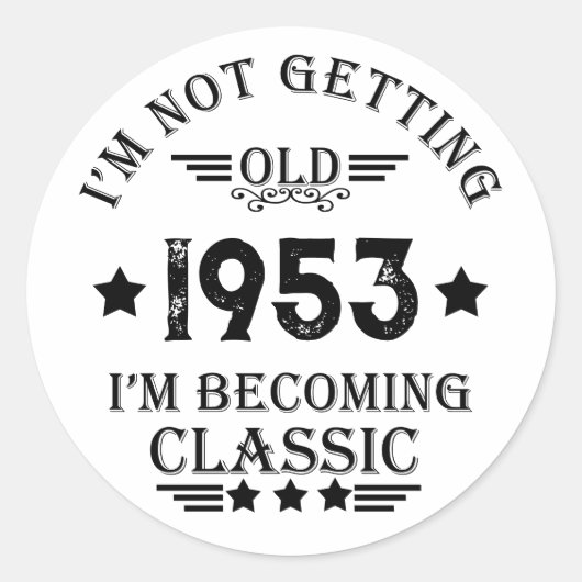 7パーソナライズされたヴィンテージ70歳の誕生日パーティー ラウンドシール (正面)