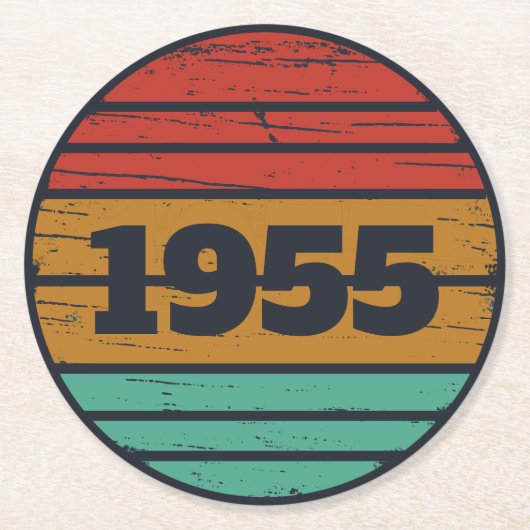 7パーソナライズされたヴィンテージ70歳の誕生日パーティー ラウンドペーパーコースター (正面)