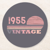 7パーソナライズされたヴィンテージ70歳の誕生日パーティー ラウンドペーパーコースター (正面)