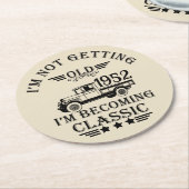 7パーソナライズされたヴィンテージ70歳の誕生日パーティー ラウンドペーパーコースター (アングル)