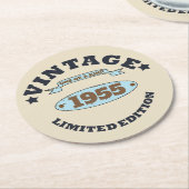 7パーソナライズされたヴィンテージ70歳の誕生日パーティー ラウンドペーパーコースター (アングル)