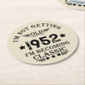 7パーソナライズされたヴィンテージ70歳の誕生日パーティー ラウンドペーパーコースター (アングル)