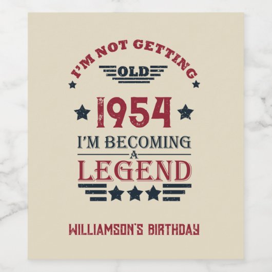 7パーソナライズされたヴィンテージ70歳の誕生日パーティー ワインラベル (シングルラベル)