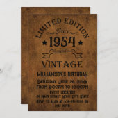7パーソナライズされたヴィンテージ70歳の誕生日パーティー 招待状 (正面/裏面)