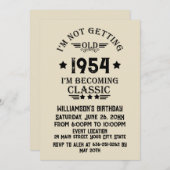 7パーソナライズされたヴィンテージ70歳の誕生日パーティー 招待状 (正面/裏面)