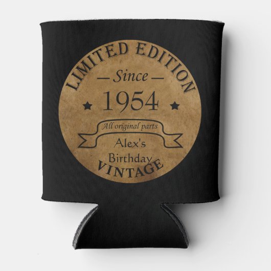 7パーソナライズされたヴィンテージ70歳の誕生日パーティー 缶クーラー (正面)