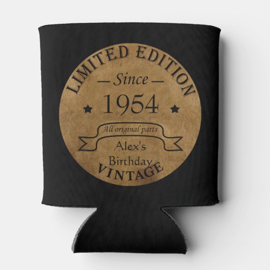 7パーソナライズされたヴィンテージ70歳の誕生日パーティー 缶クーラー (裏面)