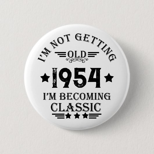 7パーソナライズされたヴィンテージ70歳の誕生日パーティー 缶バッジ (正面)