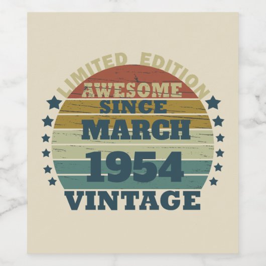 7パーソナライズされたヴィンテージ70歳 ワインラベル (シングルラベル)