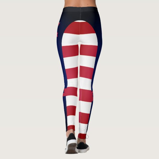 7パーソナライズされた月4日アメリカ国旗 レギンス (裏面)