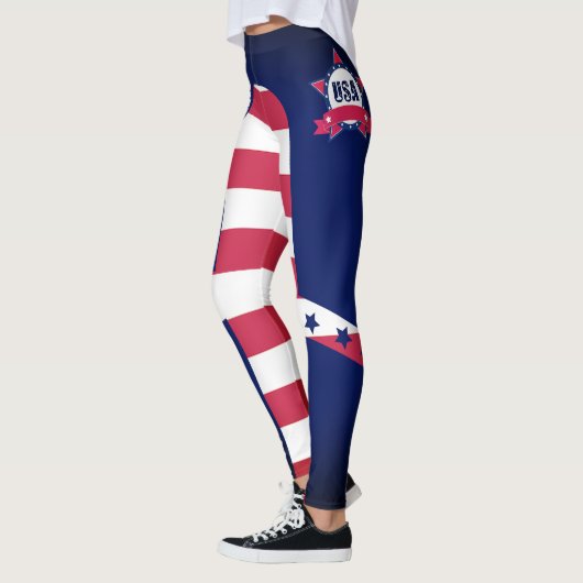 7パーソナライズされた月4日アメリカ国旗 レギンス (左)