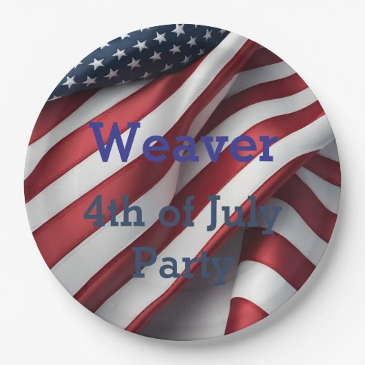 7パーソナライズされた月4日パーティー ペーパープレート (正面)