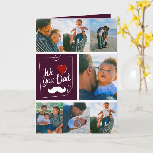 7パーソナライズされた枚の写真コラージュファーストパザーズデイC カード (黄色い花)