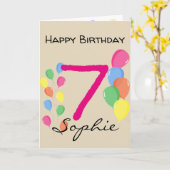 7パーソナライズされた歳の誕生日 カード (黄色い花)