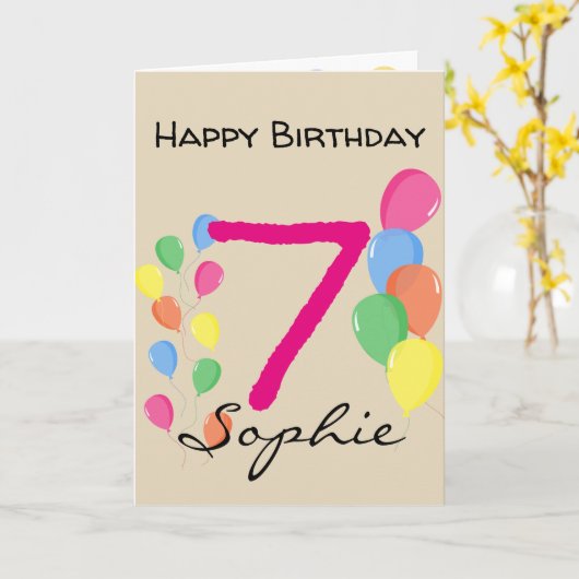 7パーソナライズされた歳の誕生日 カード (黄色い花)