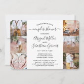 7フォトカップルブライダルシャワーシックモダンスクリプト 招待状 (正面)