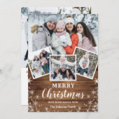 7フォトクリスマスウッド素朴グリーティング シーズンカード (正面/裏面)