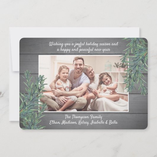 7フォトクリスマスグリーン素朴&グレーウッド シーズンカード (裏面)