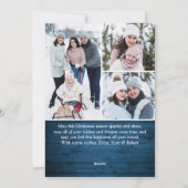 7フォトクリスマスブルー素朴ウッドの挨拶 シーズンカード (裏面)